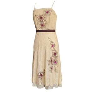 Y2k Midi Dress Lacey Sequin Embroidered Oc by Oc Tie Back - Size 6